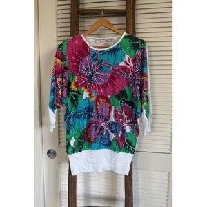 Vintage 1980 Bonnie Boerer Vintage embellished blouse Size M